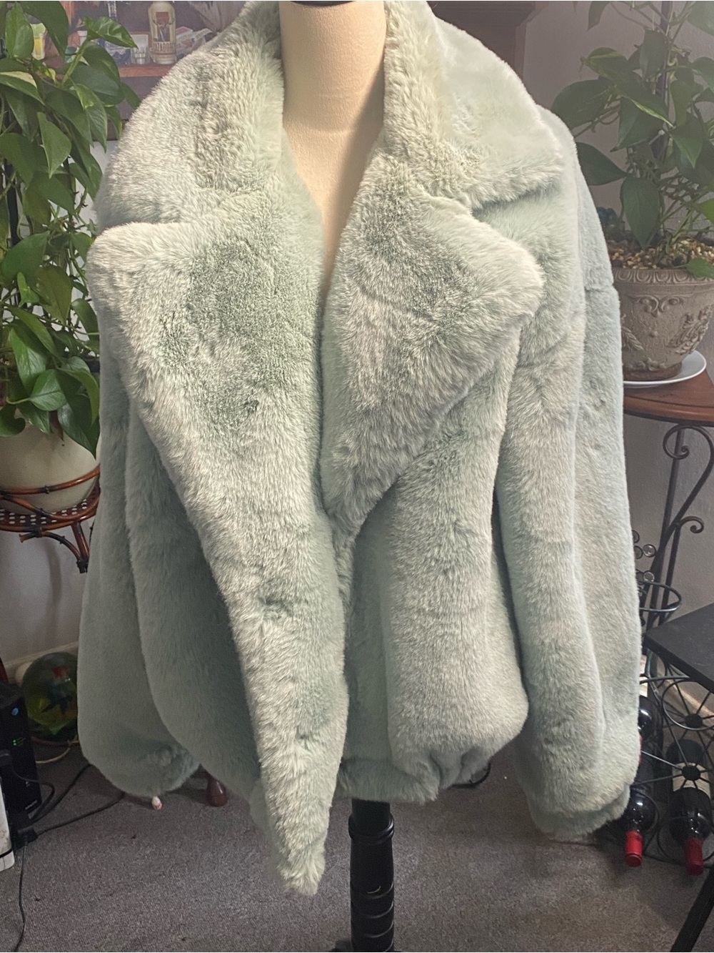 Sixth June Faux Fur Plush Jacket - Mint Green